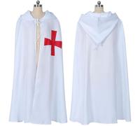 ZYKEJJDDAK Cape médiévale à capuche pour cosplay, hôpital, costume médiéval pour cosplay, costume blanc/noir pour Halloween