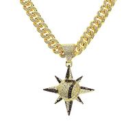 ZYKEJJDDAK Chaîne à maillons cubains avec pendentif soleil numéro 7 pour femme, 8 50, Métal, Pas de gemme