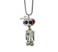 ZYKEJJDDAK Chaîne punk en bois avec pendentif robot vapeur, longueur réglable, bijou pour femme, 2.34x1.17in, Alliage de bois, Pas de gemme