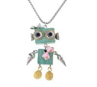 ZYKEJJDDAK Chaîne punk en bois avec pendentif robot vapeur, longueur réglable, bijou pour femme, 3.9x2.73in, Alliage de bois, Pas de gemme