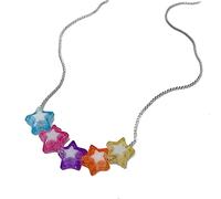 ZYKEJJDDAK Collier avec pendentif en forme d'étoile - Accessoire vintage en forme de cœur - Pour femme - Perles acryliques, 40 cm, Acrylique, Pas de gemme