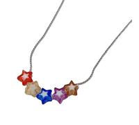 ZYKEJJDDAK Collier avec pendentif en forme d'étoile - Accessoire vintage en forme de cœur - Pour femme - Perles acryliques, 40 cm, Acrylique, Pas de gemme