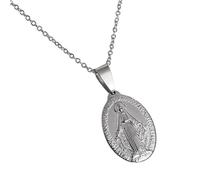 ZYKEJJDDAK Collier avec pendentif ovale pour femme avec pendentif vierge pour le quotidien, SizeApprox.1.7x3.5cm/0.67x1.38inches, Acier inoxydable, Pas de gemme