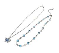 ZYKEJJDDAK Collier avec pendentif papillon et cristal à la mode réglable - Accessoires vintage, 3.9x3.12in, Métal, Pas de gemme