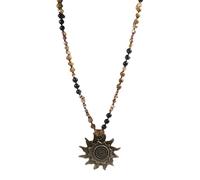 ZYKEJJDDAK Collier avec pendentif soleil d'inspiration ethnique 8 mm en pierre naturelle - Chaîne de cou vintage, 6.8cm, Métal, Pas de gemme