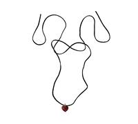 ZYKEJJDDAK Collier coréen avec pendentif en forme de cœur, collier ras du cou réglable en corde punk, chaîne clavicule pour femmes et filles, 4.29x5.85in, Flanelle acrylique, Pas de gemme