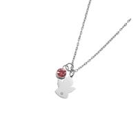 ZYKEJJDDAK Collier de baptême gravé pour filles élégant à porter au quotidien avec chaîne symbolique en cristal première communion, 3.9x2.73in, Acier inoxydable, Pas de gemme
