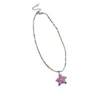 ZYKEJJDDAK Collier de perles avec pendentif en forme de fleur, chaîne tempérament, bijoux tendance pour femme, 3.12x1.95in, Perles de riz + acrylique, Pas de gemme