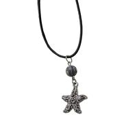 ZYKEJJDDAK Collier de perles tendance rétro avec pendentif étoile pour femme, chaîne réglable ras du cou, 5.85x3.9in, Collection corde en cuir, Pas de gemme