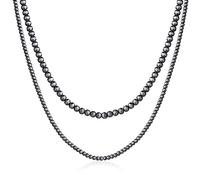 ZYKEJJDDAK Collier de perles vintage superposées simples grises pour femme, chaîne clavicule, cowgirl occidentale, 3.9x3.9in, ABS, Pas de gemme