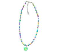 ZYKEJJDDAK Collier élégant avec pendentif en forme de cœur en cristal coloré arc-en-ciel pour femme, 455cm, argile polymère, Pas de gemme