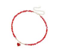 ZYKEJJDDAK Collier élégant avec symbole d'amour avec accents de cristal et chaîne de cou délicate en perles de verre, idéal pour un usage quotidien, 3610cm, Métal, Pas de gemme