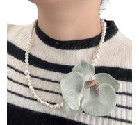 ZYKEJJDDAK Collier élégant en forme d'orchidées colorées en forme de fleur, bijoux tendance, chaîne à breloques en forme de fleur, 40 cm, perles d'imitation, Pas de gemme