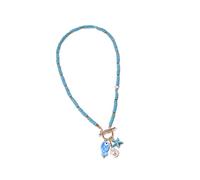 ZYKEJJDDAK Collier léger en céramique avec pendentif poisson avec perles multicolores pour un style décontracté ou formel, 40cm2cm, Céramique, perles/perles, Pas de gemme