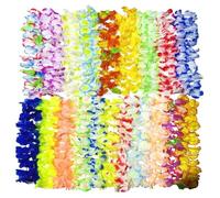 ZYKEJJDDAK Collier Leis en polyester pratique coloré pour festival, fête d'anniversaire, style hawaïen