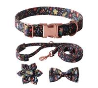 ZYKEJJDDAK Collier pour chien + laisse + cravate avec nœud en forme de fleur pour tous les propriétaires d'animaux à la recherche de mode