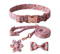 ZYKEJJDDAK Collier pour chien + laisse + cravate avec nœud en forme de fleur pour tous les propriétaires d'animaux à la recherche de mode