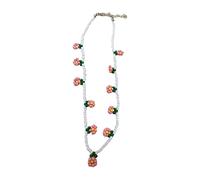 ZYKEJJDDAK Collier ras du cou 2023 sud-coréen coloré avec perles et fleurs pour fille Arc-en-ciel Petit chrysanthème froissé, 3.9x3.9in, Mi Zhu, Pas de gemme