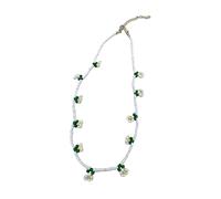 ZYKEJJDDAK Collier ras du cou 2023 sud-coréen coloré avec perles et fleurs pour fille Arc-en-ciel Petit chrysanthème froissé, 3.9x3.9in, Mi Zhu, Pas de gemme