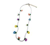 ZYKEJJDDAK Collier ras du cou 2023 sud-coréen coloré avec perles et fleurs pour fille Arc-en-ciel Petit chrysanthème froissé, 3.9x3.9in, Mi Zhu, Pas de gemme