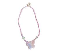 ZYKEJJDDAK Collier ras du cou avec pendentif papillon et perles colorées, 3.9x3.12in, Résine + perles de riz, Pas de gemme