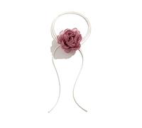 ZYKEJJDDAK Collier ras du cou gothique élégant avec grande fleur de rose pour femme - Collier ras du cou réglable pour mariage, 200cm, Fil ciré + maille, Pas de gemme