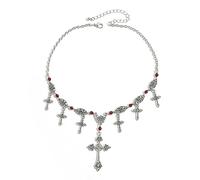 ZYKEJJDDAK Collier ras du cou Hip Hop avec pendentif tendance à franges, bijoux exquis pour femmes et filles, SizeApprox.357cm/13.72.7, Alliage + imitation cristal, Pas de gemme