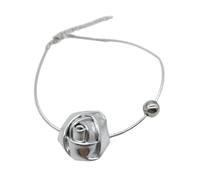 ZYKEJJDDAK Collier ras du cou pour femme avec motif floral et chaîne de princesse réglable, 5.07x3.12in, Métal, Pas de gemme