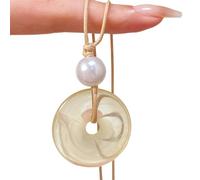 ZYKEJJDDAK Collier ras du cou vintage avec boucle de paix et perles d'imitation - Bijoux tendance pour femme, 50CM, Plastique/résine, Pas de gemme