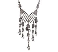 ZYKEJJDDAK Collier ras du cou vintage avec pendentif tête de mort exagérée pour Halloween, 7.41x5.07in, Zinc, Pas de gemme