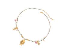 ZYKEJJDDAK Collier réglable en corde colorée avec pendentif en acier inoxydable fait à la main pour femme, 5.07x5.85in, Acier inoxydable, corde tressée, Pas de gemme