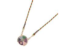 ZYKEJJDDAK Collier rotatif interactif pour tarot circulaire avec chaîne réglable, 50cm, Cuivre, corde tressée, Pas de gemme