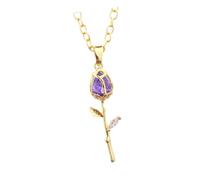 ZYKEJJDDAK Collier tendance en or avec motif tulipes délicates avec accents de cristaux, idéal pour un usage quotidien ou une fête, Size Tulips 2.4cm/0.94inch, Rose 2.9cm/1.14inch, Cuivre, Pas de