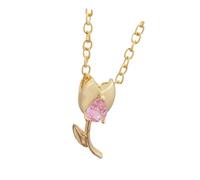 ZYKEJJDDAK Collier tendance en or avec motif tulipes délicates avec accents de cristaux, idéal pour un usage quotidien ou une fête, Size Tulips 2.4cm/0.94inch, Rose 2.9cm/1.14inch, Cuivre, Pas de