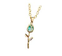ZYKEJJDDAK Collier tendance en or avec motif tulipes délicates avec accents de cristaux, idéal pour un usage quotidien ou une fête, Size Tulips 2.4cm/0.94inch, Rose 2.9cm/1.14inch, Cuivre, Pas de