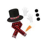 ZYKEJJDDAK Costume de bonhomme de neige givré avec chapeau haut-de-forme avec nez, écharpe, gants, chemise bouton, Halloween, Noël, cosplay