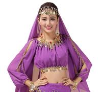 ZYKEJJDDAK Costume de danse orientale pour femme - Col rond - Manches longues - T-shirt pour les pièces de monnaie - Haut pour danseur de carnaval