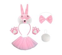 ZYKEJJDDAK Costume de lapins 1/3/4/5 avec oreilles, bandeau, queue, nœud papillon, gants, tutu, costume de cosplay pour Halloween