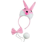 ZYKEJJDDAK Costume de lapins 1/3/4 pièces avec oreilles, bandeau, queue, nœud papillon, gants pour enfants, fête de Noël, Halloween, animaux