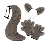 ZYKEJJDDAK Costume de renard et loup avec oreilles, queue, pattes, gants, accessoires pour enfants et adultes
