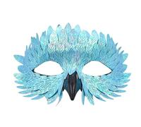 ZYKEJJDDAK Costume d'Halloween demi-visage avec bec d'oiseau à plumes pour jeu de rôle