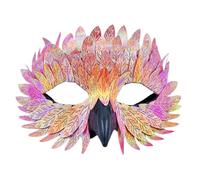 ZYKEJJDDAK Costume d'Halloween demi-visage avec bec d'oiseau à plumes pour jeu de rôle