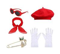ZYKEJJDDAK Costume français des années 1980, bérets, chapeau, lunettes, écharpe, gants, kit d'artiste français pour Halloween et cosplay