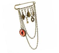 ZYKEJJDDAK Edgy Punk Croix Broche avec Chaîne Détachable pour Concerts Fêtes et Casual, 5x8cm, Métal