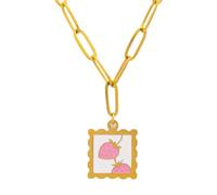 ZYKEJJDDAK Élégant collier en acier inoxydable inspiré de la fraise - Accessoire polyvalent pour une tenue décontractée et formelle, 455cm, Acier titane, Pas de gemme