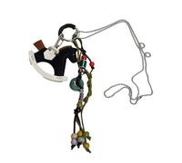ZYKEJJDDAK Élégant collier porte-clés en forme de cheval noir avec pendentif en perles en céramique pour femme