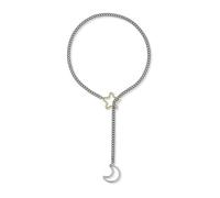 ZYKEJJDDAK Élégant collier ras du cou avec anneaux d'amour, étoile et lune pour femme, collier en Y cubain réglable, 63cm, Métal, Pas de gemme
