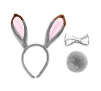 ZYKEJJDDAK Ensemble de costume avec oreilles de lapin, serre-tête, nœud papillon, queue, ensemble de costume pour cheveux d'animaux