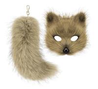 ZYKEJJDDAK Ensemble de porte-clés en forme de queue de loup et de renard en peluche pour Halloween