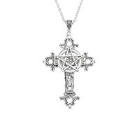 ZYKEJJDDAK Grand pendentif pentacle vintage gothique en alliage idéal pour elle protection, 3.9x3.12in, Métal, Pas de gemme